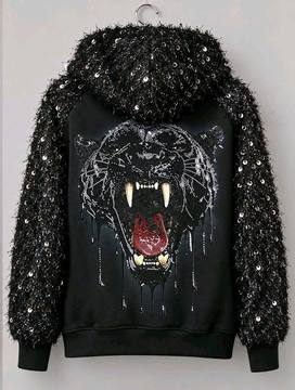 Damen Sweat Jacke mit Taschen mit Tiger Print Damenmode Live Shopping