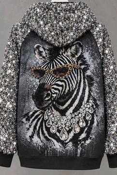 Damen Sweat Jacke Zebra mit Taschen – Damenmode Live Shopping
