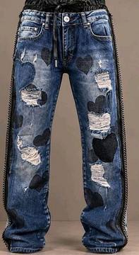 Damen Hose Sweat mit Jeans Herz Länge 105 – bis Gr. 46 – Damenmode Live Shopping