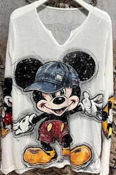 Damen Shirt weiss mit Mickey Print – bis Gr. 42 Damenmode Live Shopping